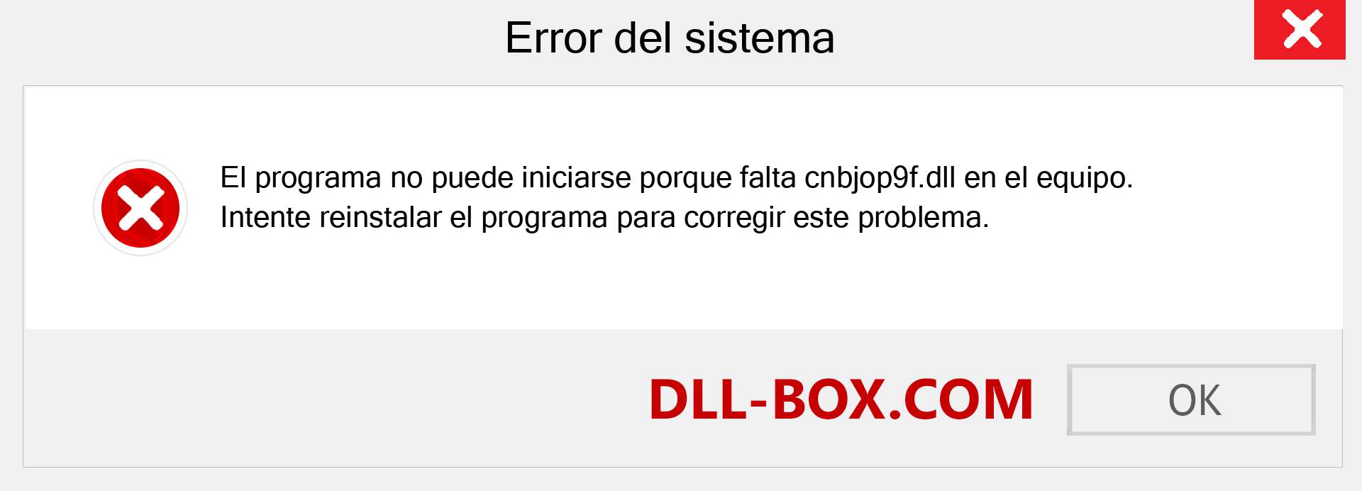 ¿Falta el archivo cnbjop9f.dll ?. Descargar para Windows 7, 8, 10 - Corregir cnbjop9f dll Missing Error en Windows, fotos, imágenes